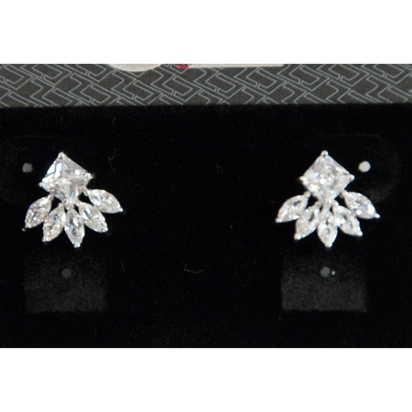 CZ by Kenneth Jay Lane Baguette Cluster Earrings - Picture 3 of 6